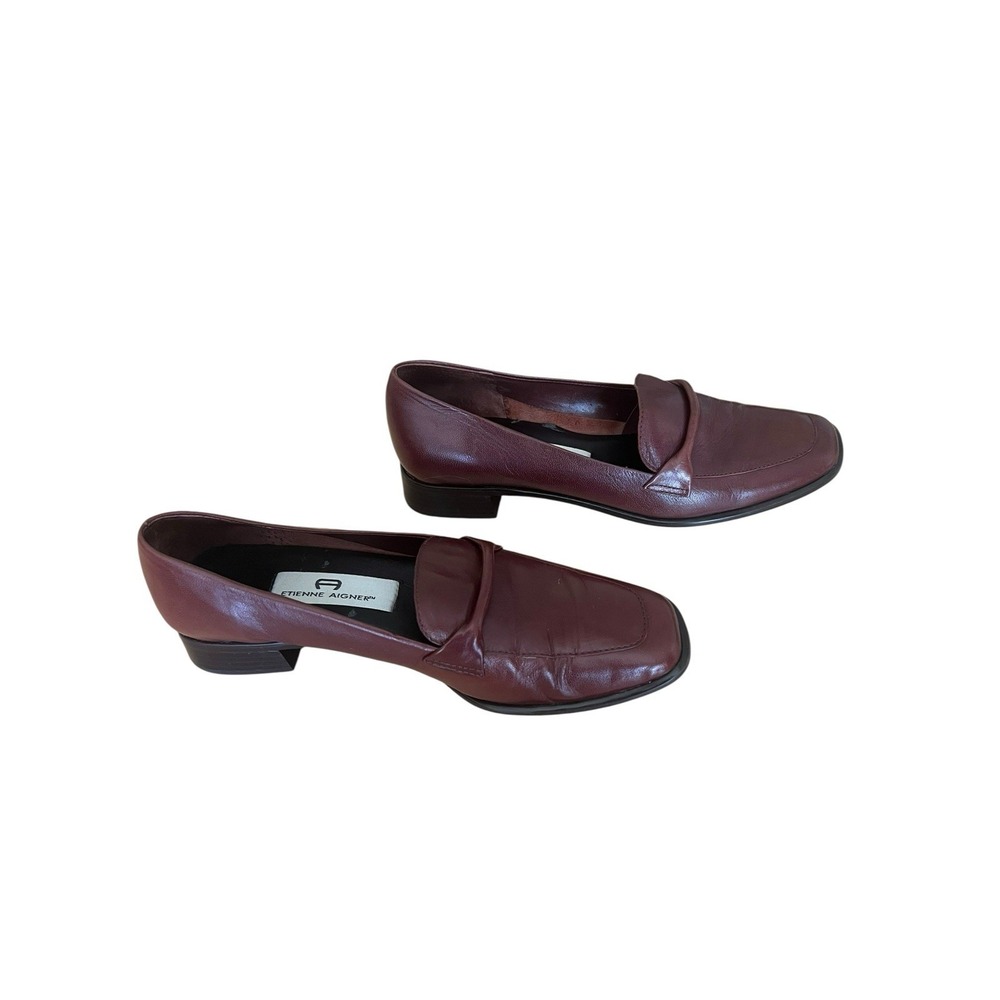 Vtg Etienne Aigner Women's Loafers 6M Leather Burgundy & Navy Flats Shoes 2 Pair - Picture 6 of 16